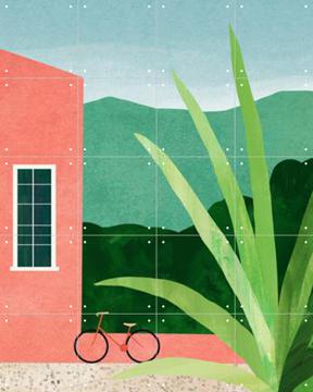 'Bicycle Pink House' van Henry Rivers