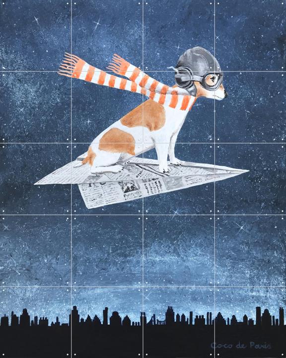 Jack Russell on paper plane