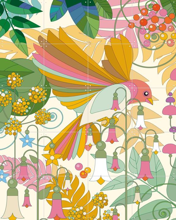 Morning Bird with Flowers