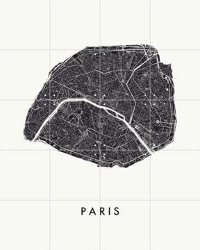 'Paris City Map white' van Kunst in Kaart