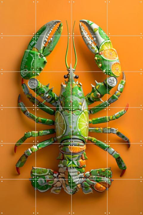 Green Lobster - Recycled Art with Cans