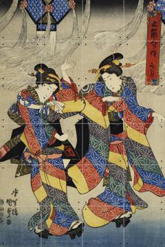 'Girls Dancing at the Tanabata Festival' by Utagawa Kunisada & Victoria and Albert Museum
