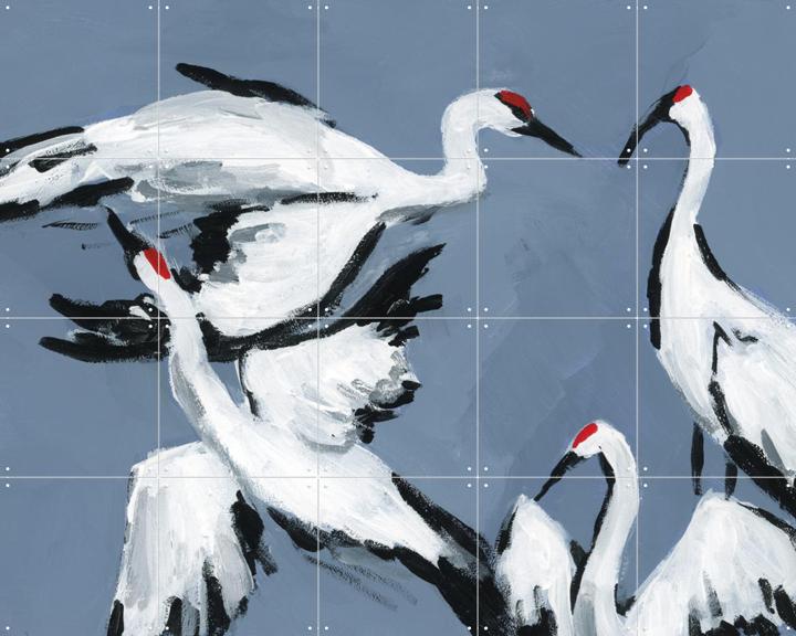 Cranes on Dutch Blue
