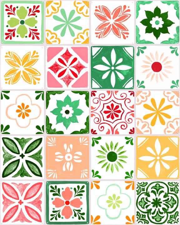 Colorful Mediterranean Tiles Collage Box