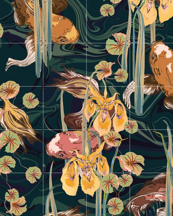 Koi Pond Petrol Olive