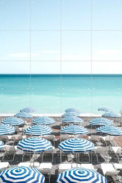 'Blue Beach Umbrellas' van Henrike Schenk