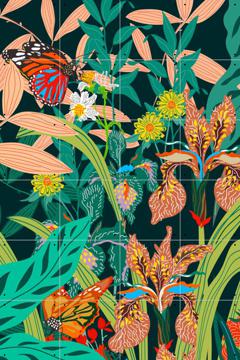 'Butterfly Garden Petrol' by Marylène Madou