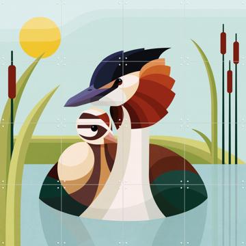 'Grebe - blue' by Elke Uijtewaal
