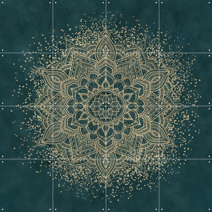 Boho Sparkling Mandala Teal Gold