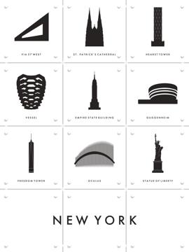 'New York Architecture Collage Box' by Art in Maps