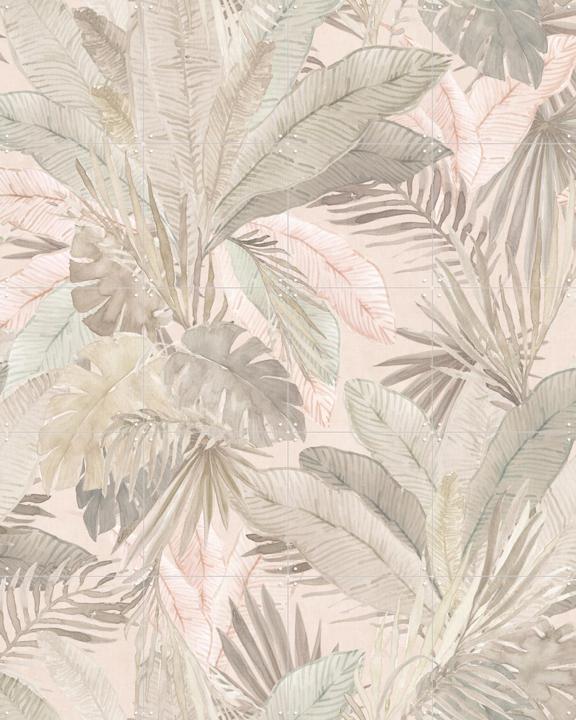 Tropical watercolour Palms leaves foliage - ivory beige