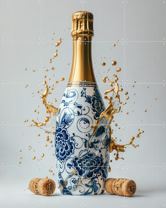 Delft Blue Champagne Bottle