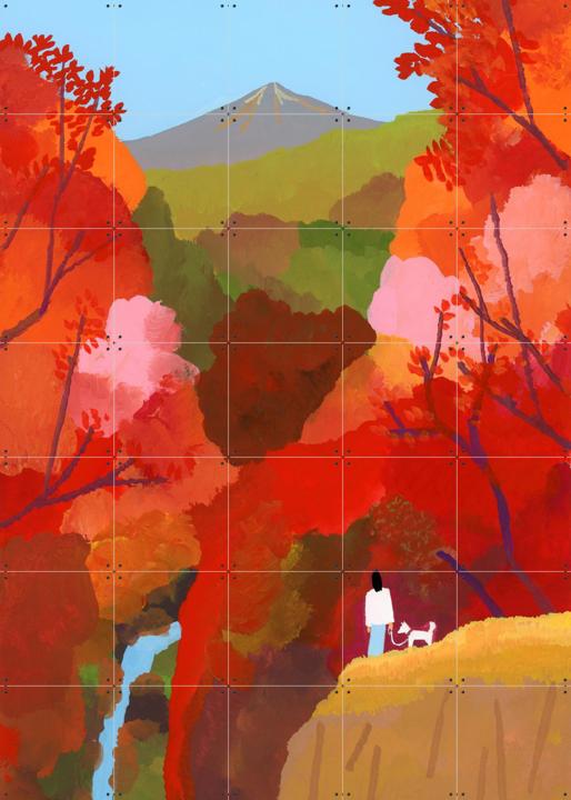 Autumn leaves and waterfalls