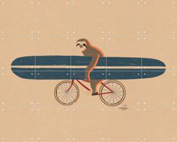 IXXI - Sloth on Bike with Surfboard door Fabian Lavater 