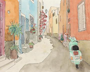 'Scooter in Mediterranean Street ' van Natalie Bruns