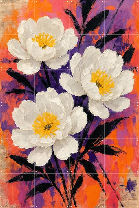 Witte Pioenrozen op Oude Krant