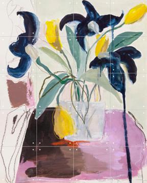 'Blue Iris and Daffodils' van Leigh Viner