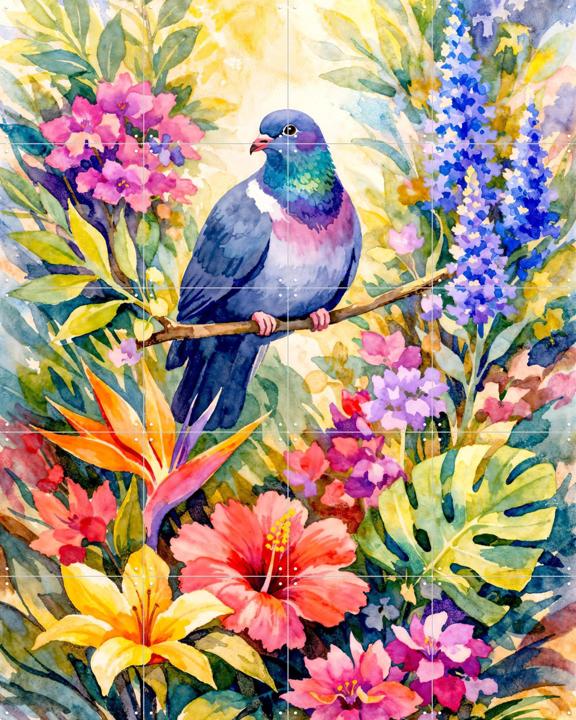Dove Among Jungle Flowers