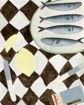 'Table Cloth with Matches' van Isabelle Vandeplassche