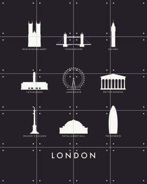 IXXI - London Architecture black by Art in Maps & Art in Maps