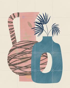 'Still life with blue and pink vase' van Little Dean