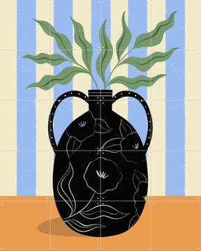 'Leaves in Patterned Vase' by Melissa Donne