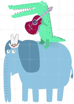 'Elephant with a Guitar Playing Crocodile' van Carla Daly