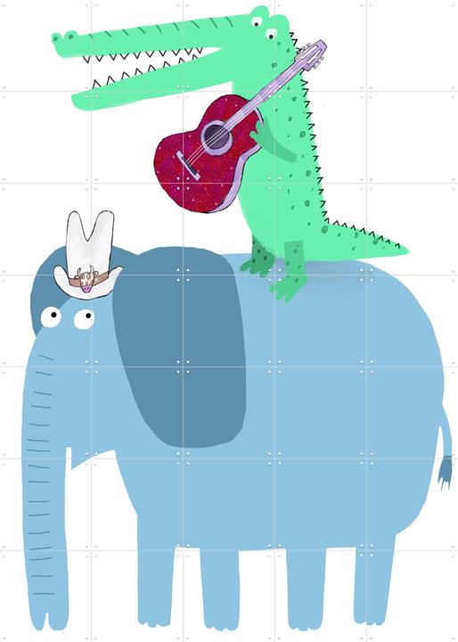 Elephant with a Guitar Playing Crocodile