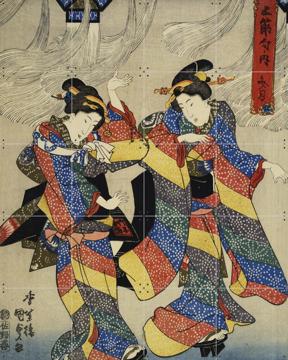 'Girls Dancing at the Tanabata Festival' van Utagawa Kunisada & Victoria and Albert Museum