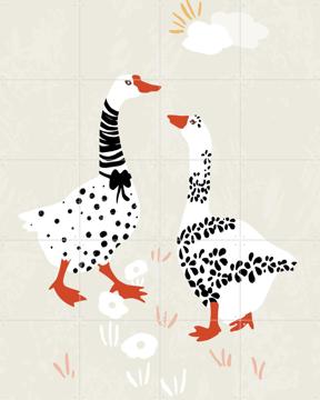 'Two Goose Friends In The Meadow' by Annick