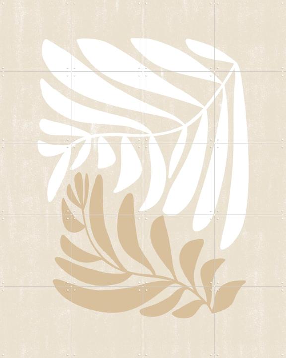 Modern Fern in Beige and White