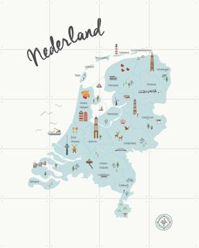 'The Netherlands Kids Map blue' by Little Small & Art in Maps