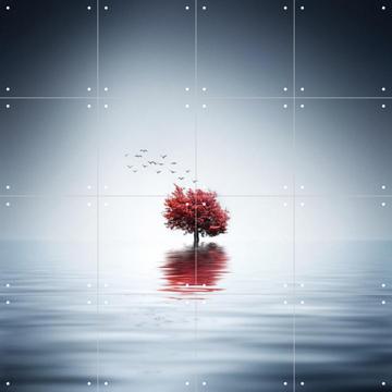 'Autumn Tree reflected in Blue Lake' par Bess Hamiti & 1X