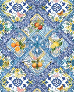 'Mediterranean tiles and citrus fruit I' by Bloomery Decor