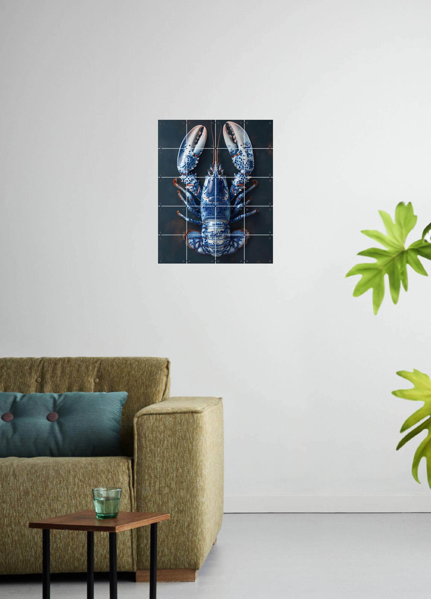 Delfts Blauwe kreeft - Zwart Door Margriet Hulsker | Wanddecoratie