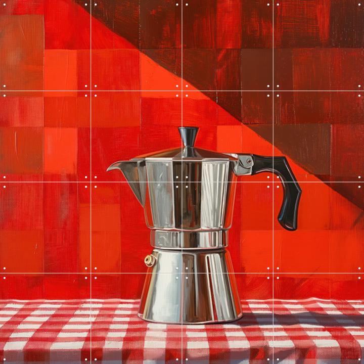 Silver Italian Percolator - Red Checkered