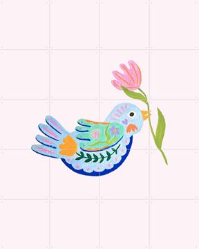'Floral Fantasy Bird' van Palmartprints