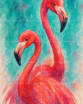 'Two Exotic Pink Flamingos' par Natalie Bruns