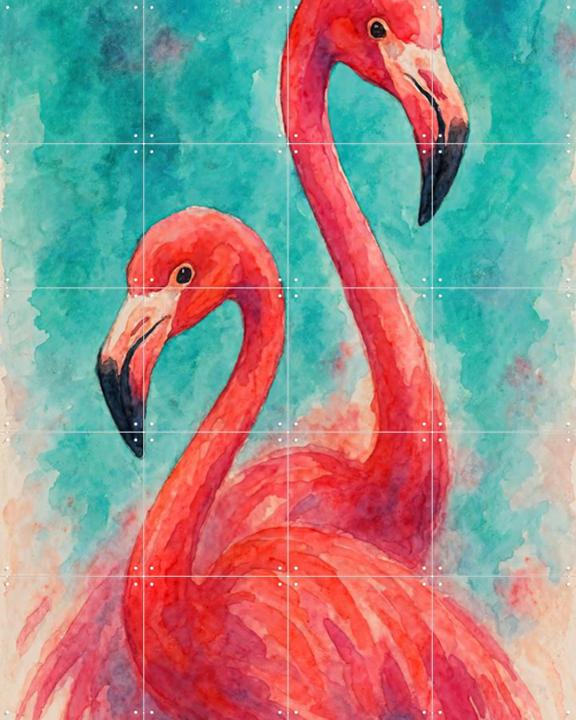 Twee Exotische Roze Flamingo's