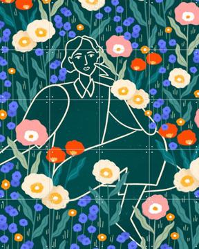 'Line Lady With Florals' par Bea Müller