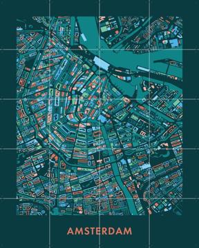 'Amsterdam Mozaïek Teal' by Art in Maps