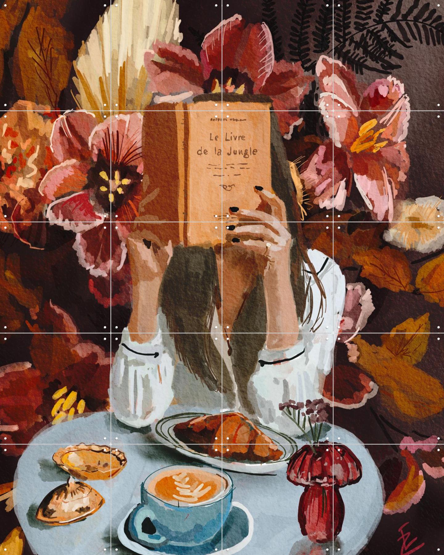 Girl with the jungle book Door Ekaterina Zagorska | Wanddecoratie