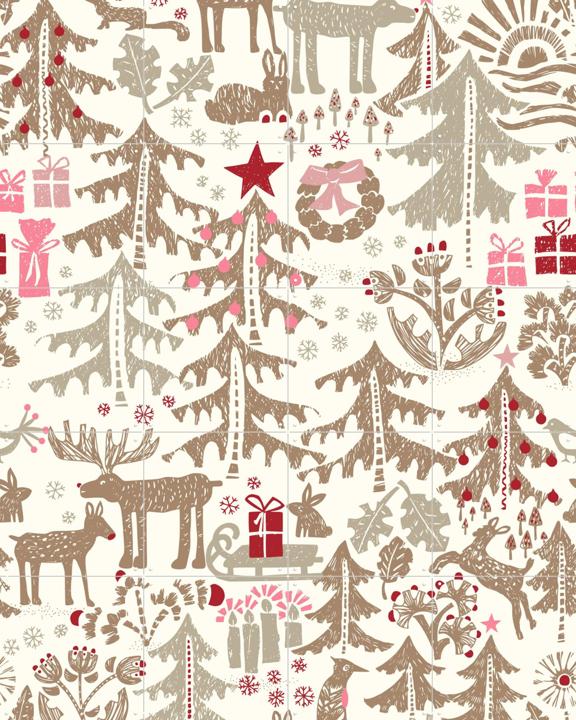 X-Mas Winter Forest Pattern - Beige