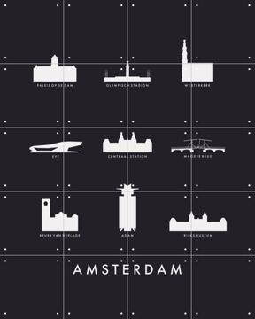 'Amsterdam Architecture black' von Art in Maps