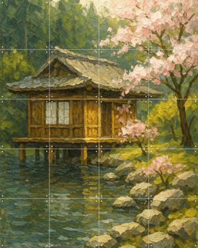 'Kersenbloesem bij Japans Theehuis' van Natalie Bruns