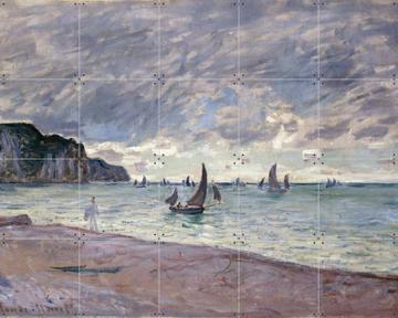 'Fishing Boats and Cliffs - Pourville' von Claude Monet & Bridgeman Images
