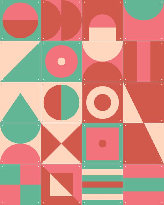 Red Geometric Collage Box