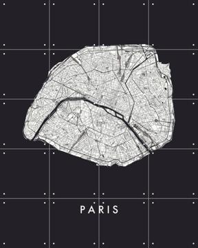 'Paris City Map black' van Kunst in Kaart