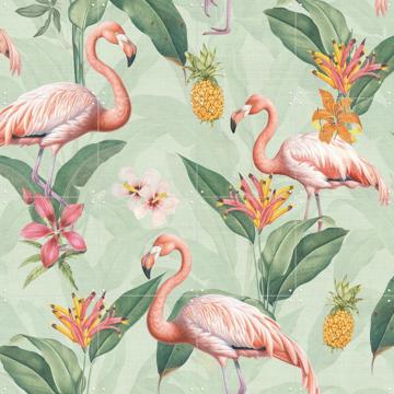 'Tropical vintage flamingos and pineapples' by Bloomery Decor