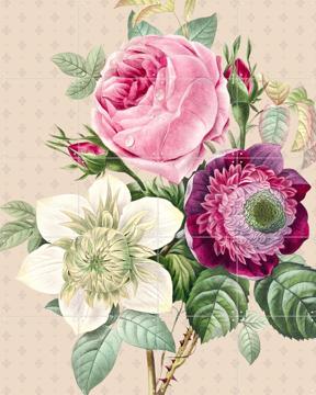'Vintage Redoute Peonies and Roses II' by Bloomery Decor